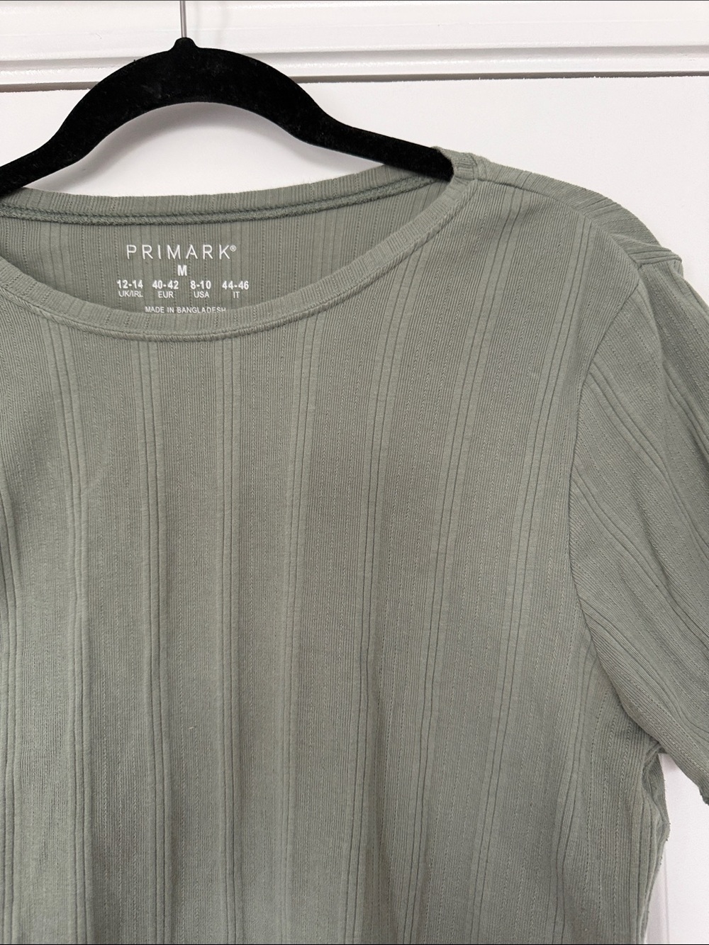 Primark Sage Green Ribbed Short Sleeve Tee